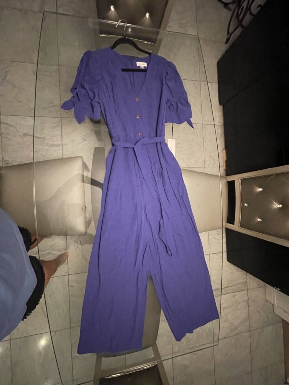 Calvin Klein Purple V-Neck Wide-Leg Jumpsuit NWT Sz 12 129 Retail